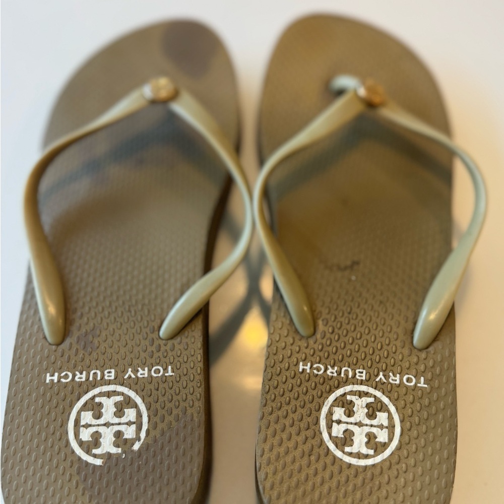 Tory Burch Khaki Flip Flops